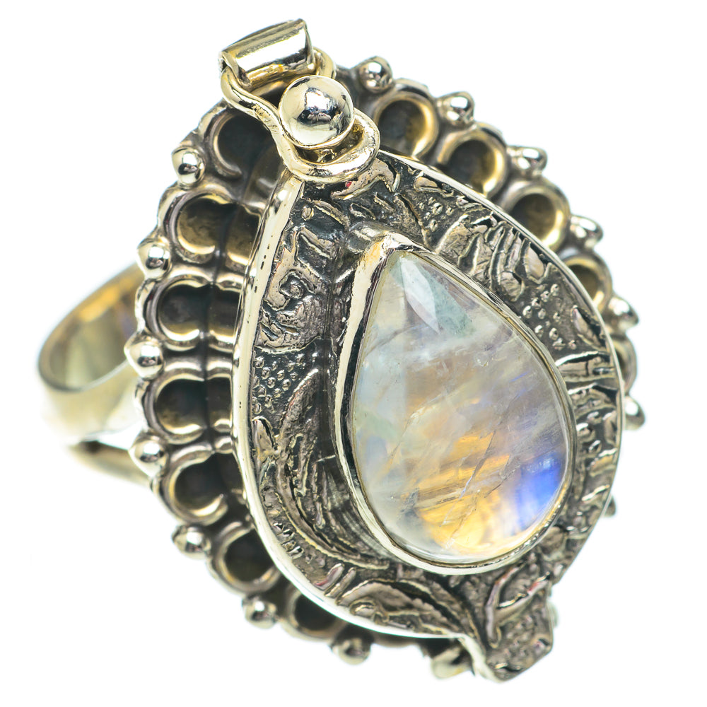 Rainbow Moonstone Rings handcrafted by Ana Silver Co - RING64491