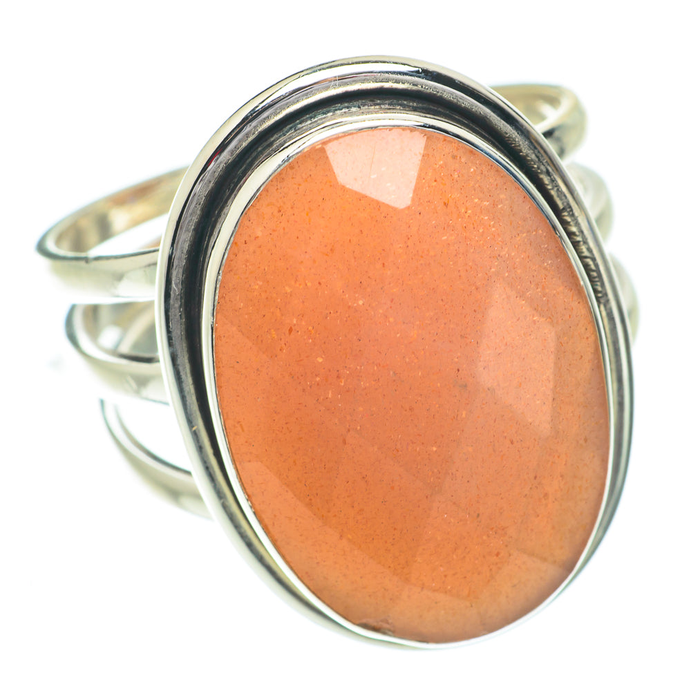 Peach Moonstone Rings handcrafted by Ana Silver Co - RING64508