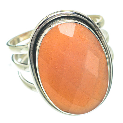 Peach Moonstone Rings handcrafted by Ana Silver Co - RING64508