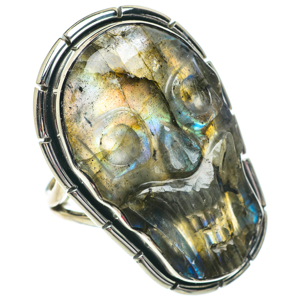 Labradorite Skull Rings handcrafted by Ana Silver Co - RING64633