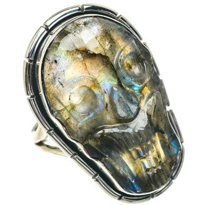Labradorite Skull Rings handcrafted by Ana Silver Co - RING64633