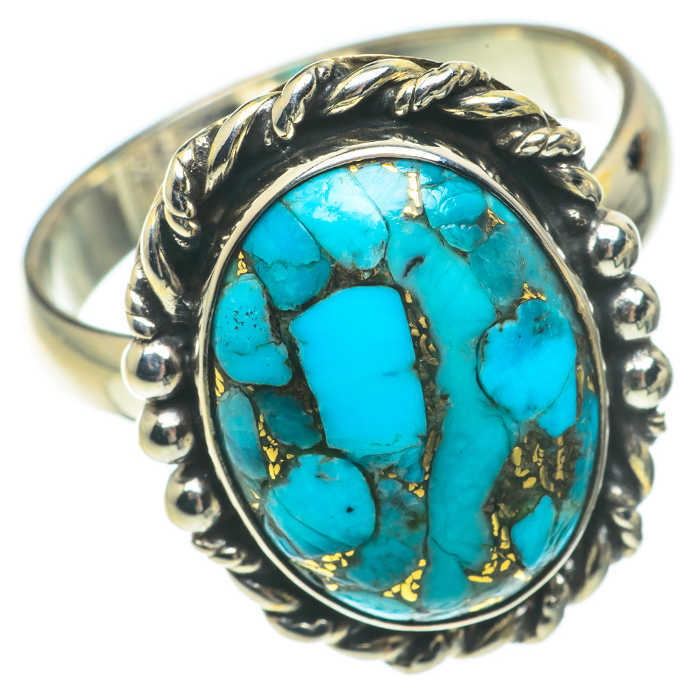 Blue Copper Composite Turquoise Rings handcrafted by Ana Silver Co - RING64668