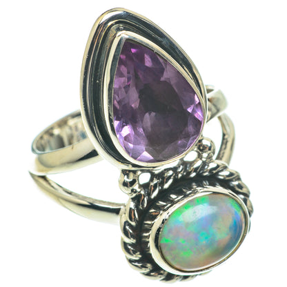Amethyst, Ethiopian Opal Rings handcrafted by Ana Silver Co - RING64691