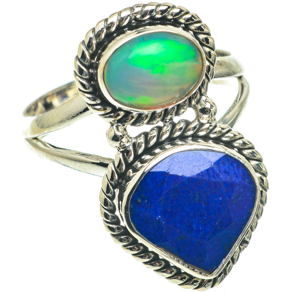Lapis Lazuli, Ethiopian Opal Rings handcrafted by Ana Silver Co - RING64725