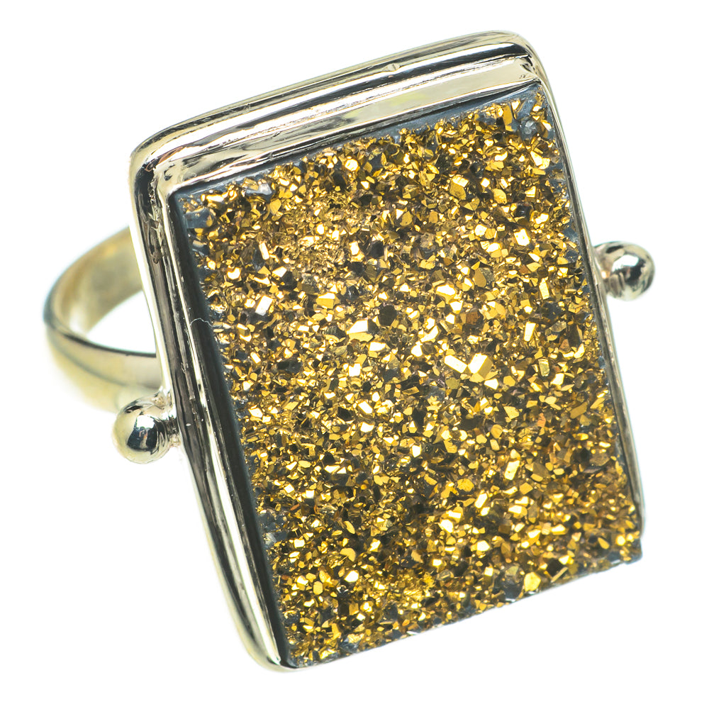 Pyrite Druzy Rings handcrafted by Ana Silver Co - RING64775