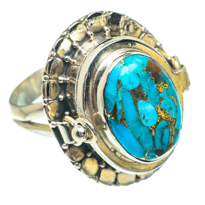 Blue Copper Composite Turquoise Rings handcrafted by Ana Silver Co - RING64826