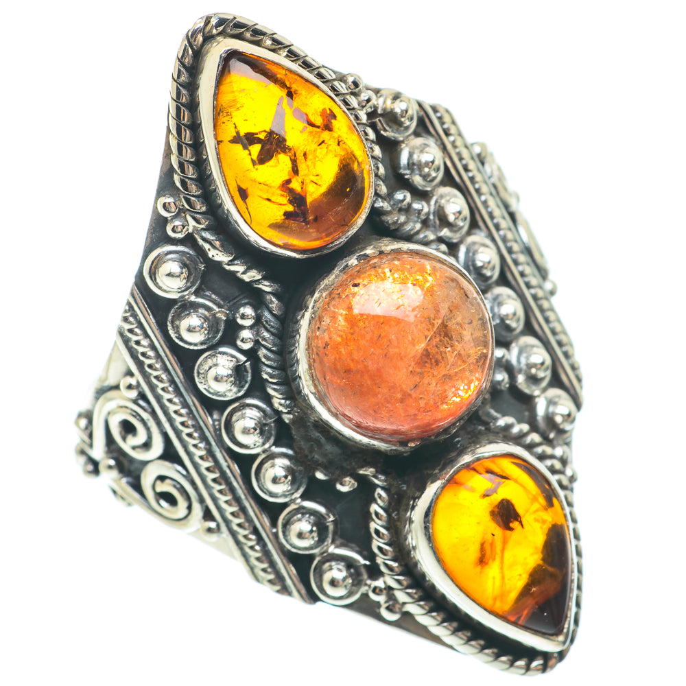 Sunstone, Baltic Amber Rings handcrafted by Ana Silver Co - RING64837