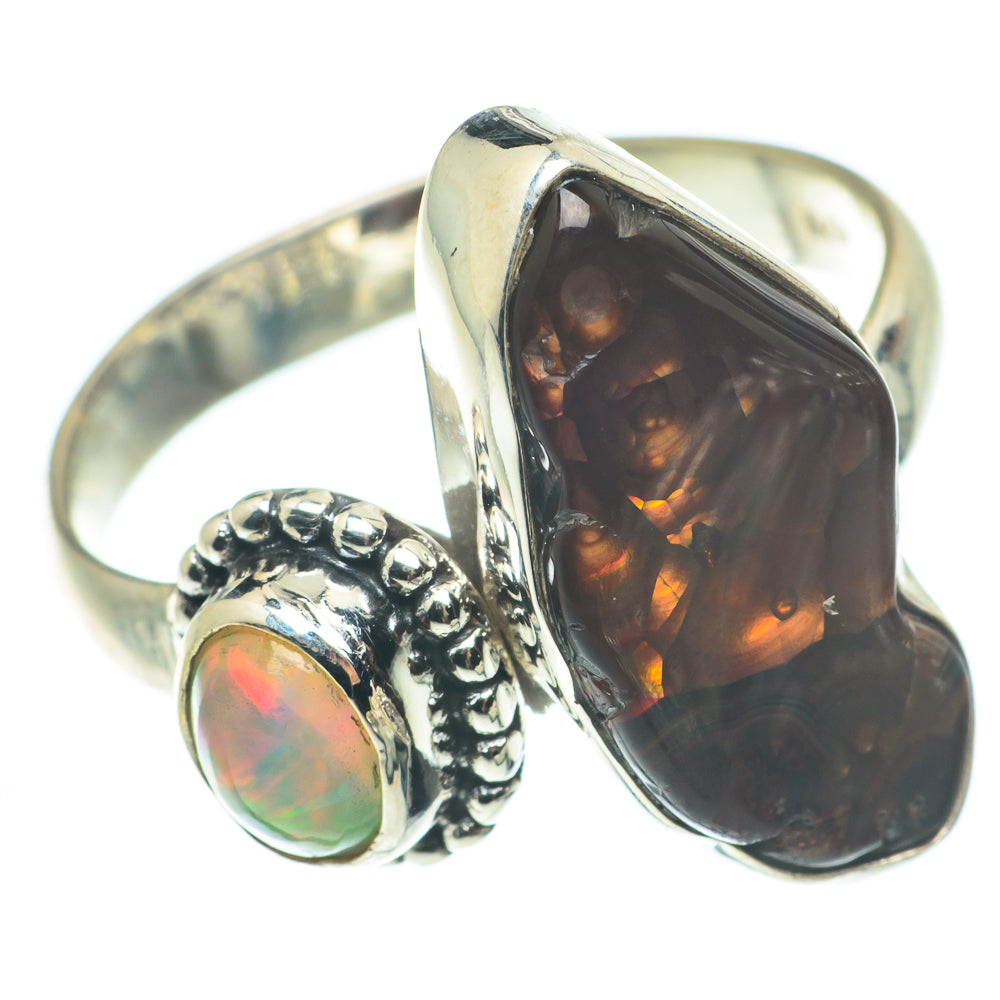 Mexican Fire Agate Rings handcrafted by Ana Silver Co - RING65074