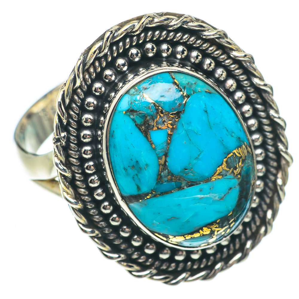 Blue Copper Composite Turquoise Rings handcrafted by Ana Silver Co - RING65178