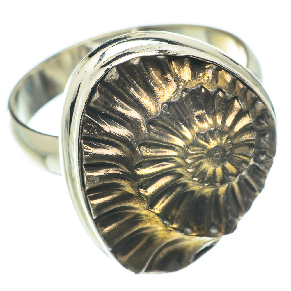 Pyrite Fossil Rings handcrafted by Ana Silver Co - RING65274