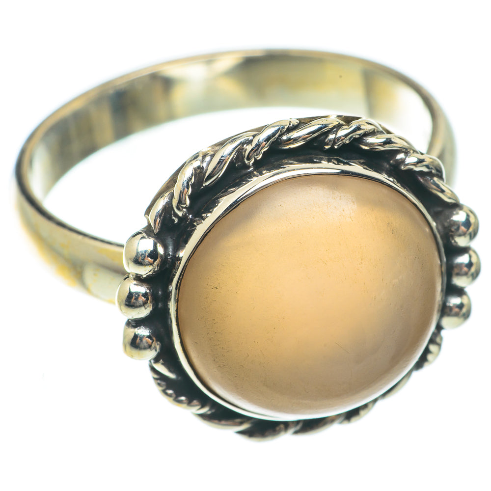 Peach Moonstone Rings handcrafted by Ana Silver Co - RING65315