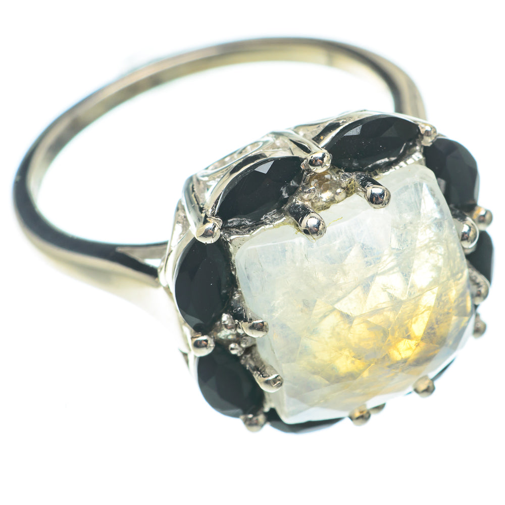 Rainbow Moonstone Rings handcrafted by Ana Silver Co - RING65342