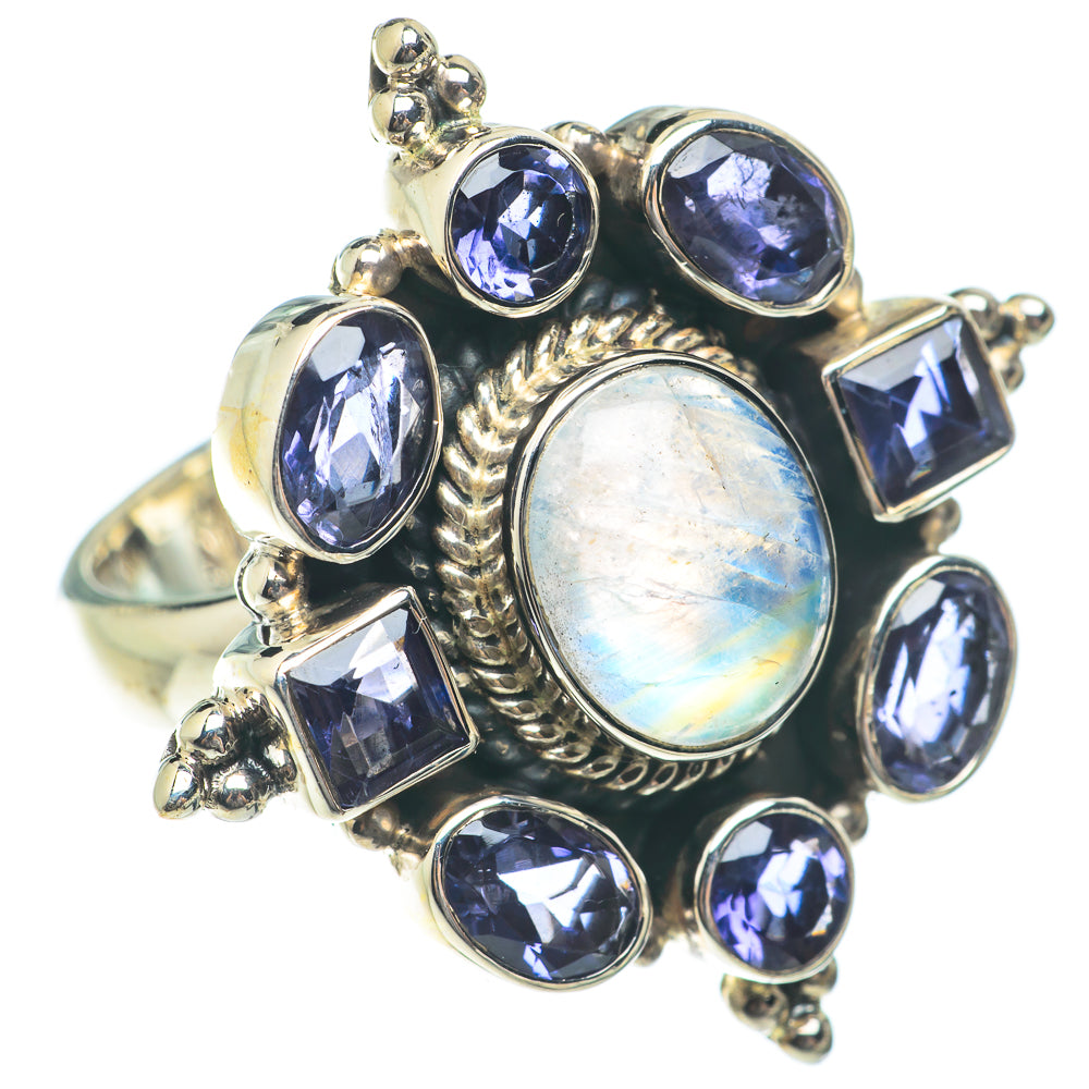 Rainbow Moonstone Rings handcrafted by Ana Silver Co - RING65391