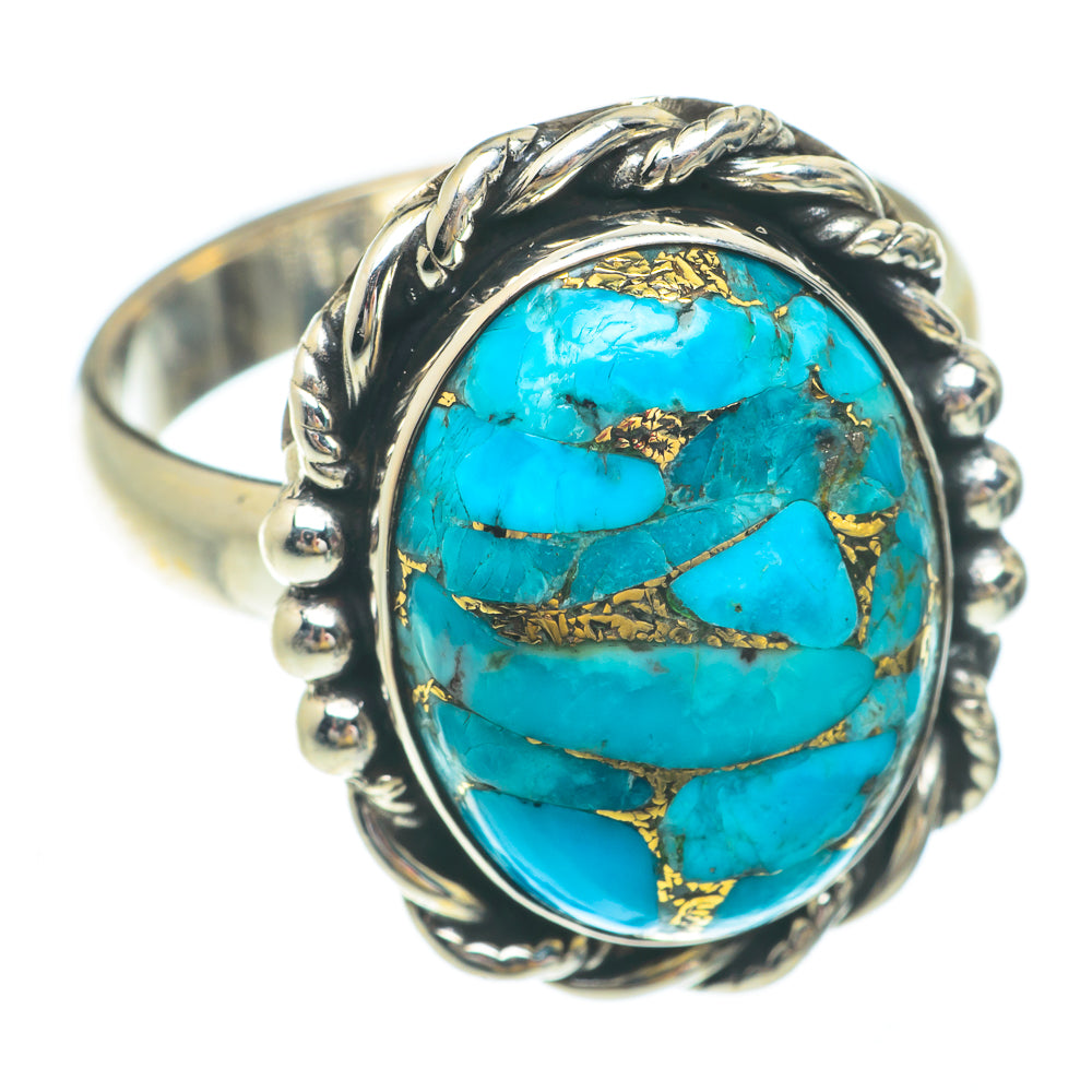 Blue Copper Composite Turquoise Rings handcrafted by Ana Silver Co - RING65511