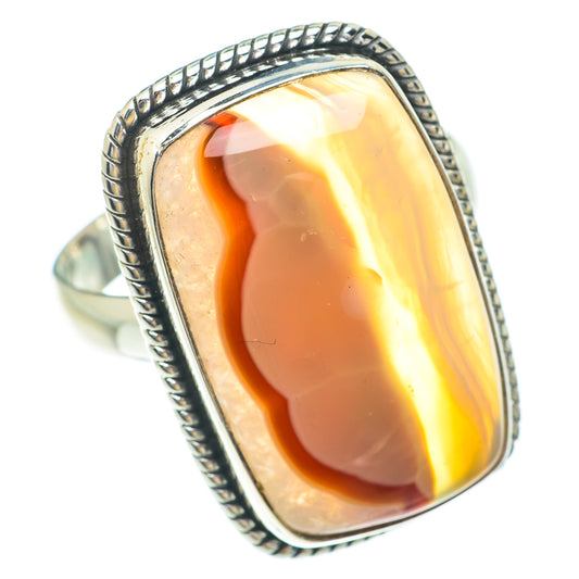 Orange Botswana Agate Rings handcrafted by Ana Silver Co - RING65636