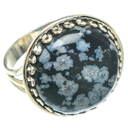 Snowflake Obsidian Rings handcrafted by Ana Silver Co - RING65642