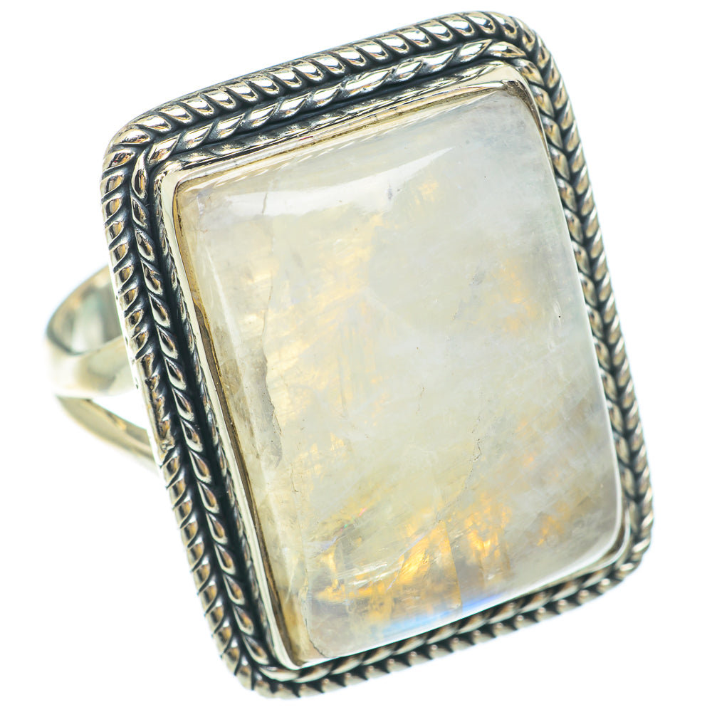 Rainbow Moonstone Rings handcrafted by Ana Silver Co - RING65644