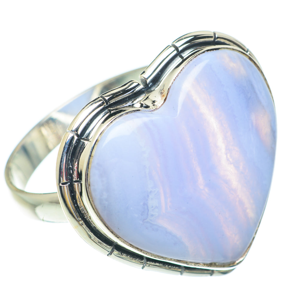 Blue Lace Agate Rings handcrafted by Ana Silver Co - RING65665