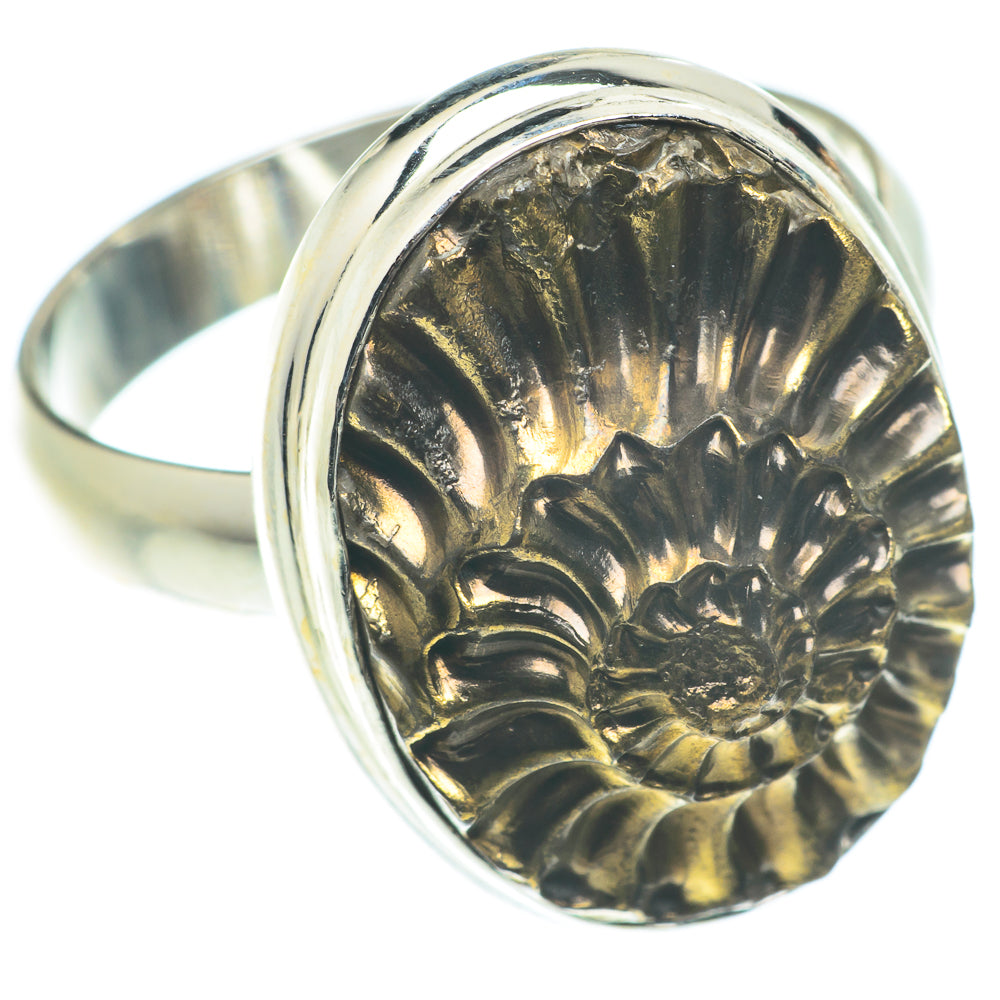 Pyrite Fossil Rings handcrafted by Ana Silver Co - RING65826