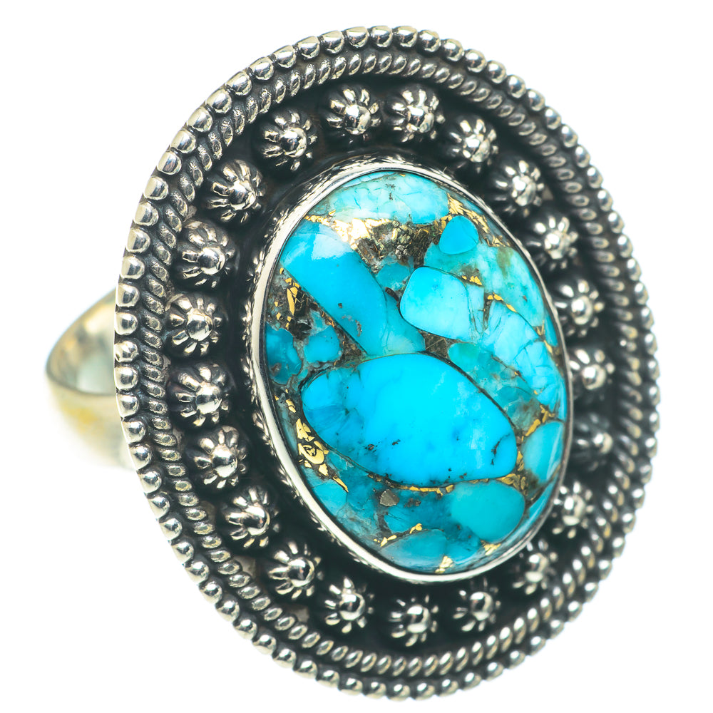Blue Copper Composite Turquoise Rings handcrafted by Ana Silver Co - RING65835