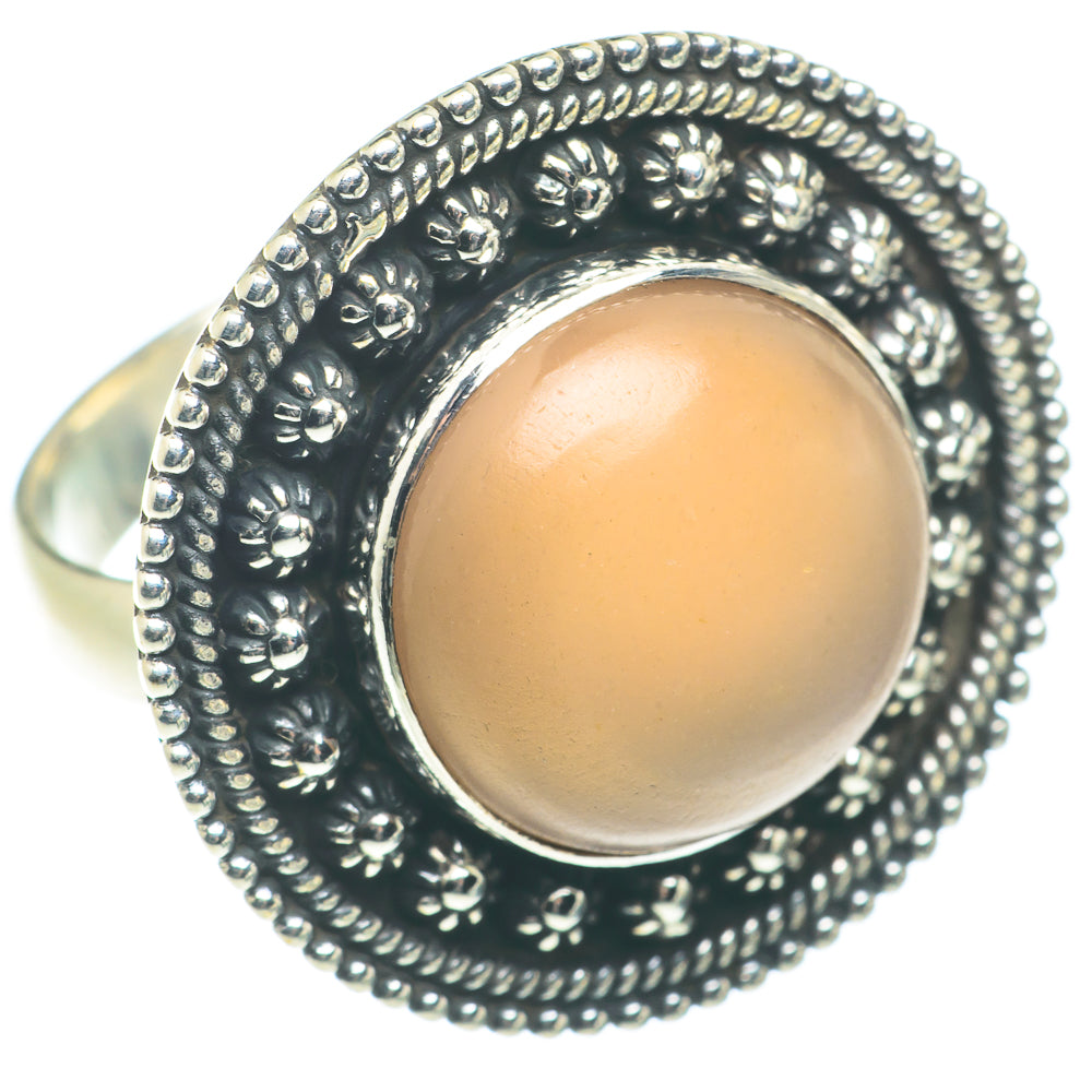Peach Moonstone Rings handcrafted by Ana Silver Co - RING65840