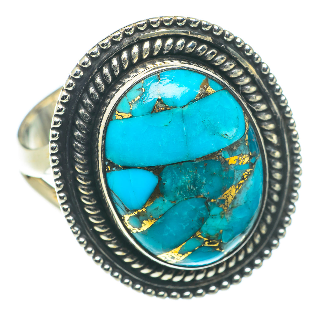 Blue Copper Composite Turquoise Rings handcrafted by Ana Silver Co - RING65954