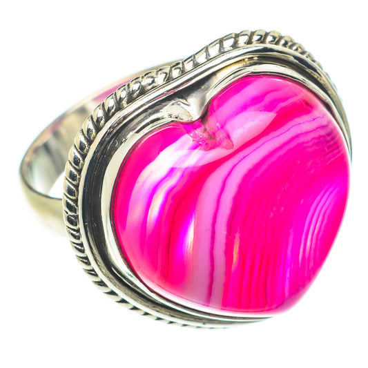 Pink Botswana Agate Rings handcrafted by Ana Silver Co - RING65994