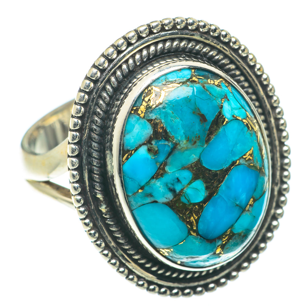 Blue Copper Composite Turquoise Rings handcrafted by Ana Silver Co - RING66041