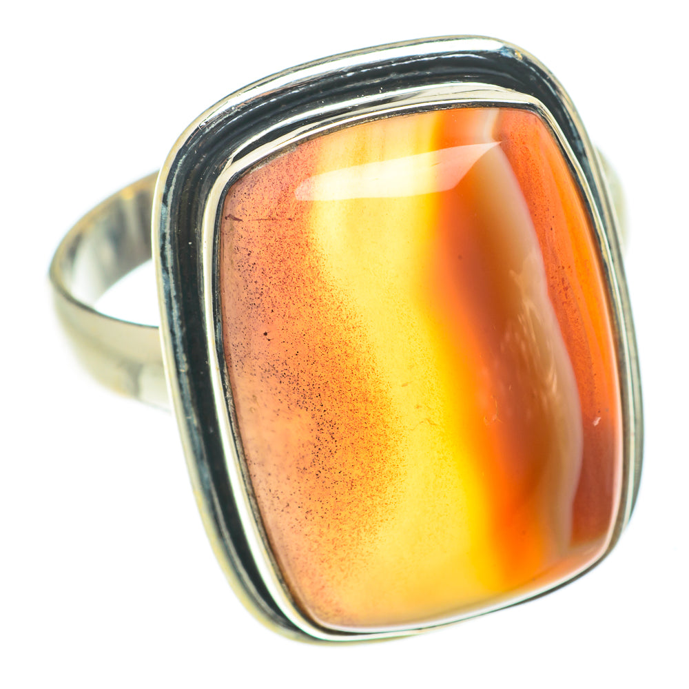 Orange Botswana Agate Rings handcrafted by Ana Silver Co - RING66071