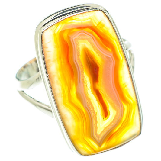 Orange Botswana Agate Rings handcrafted by Ana Silver Co - RING66151