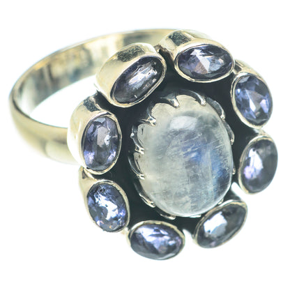 Rainbow Moonstone, Tanzanite Rings handcrafted by Ana Silver Co - RING66230