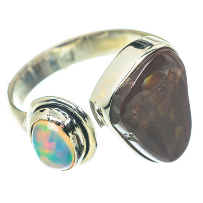 Mexican Fire Agate, Ethiopian Opal Rings handcrafted by Ana Silver Co - RING66273