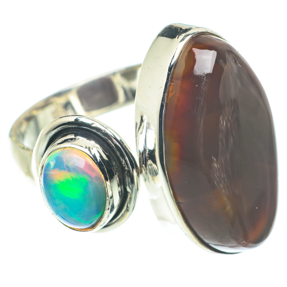 Mexican Fire Agate, Ethiopian Opal Rings handcrafted by Ana Silver Co - RING66337