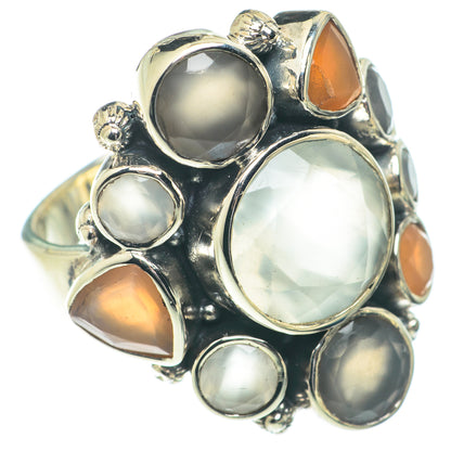 White Quartz, Labradorite, Carnelian Rings handcrafted by Ana Silver Co - RING66350