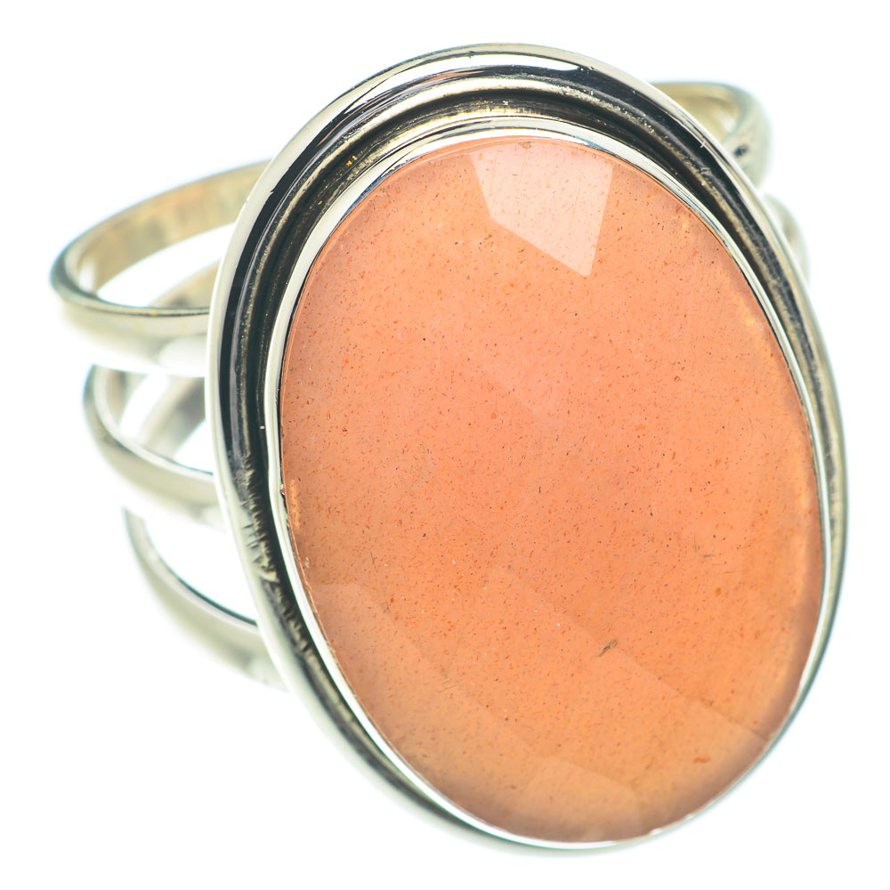 Peach Moonstone Rings handcrafted by Ana Silver Co - RING66351