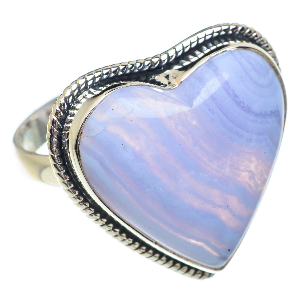 Blue Lace Agate Rings handcrafted by Ana Silver Co - RING66390