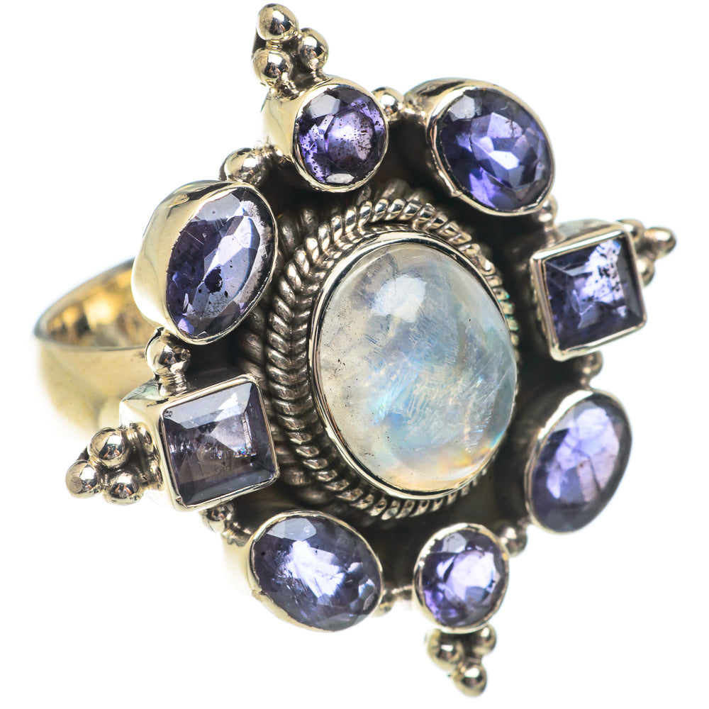 Rainbow Moonstone, Tanzanite Rings handcrafted by Ana Silver Co - RING66425