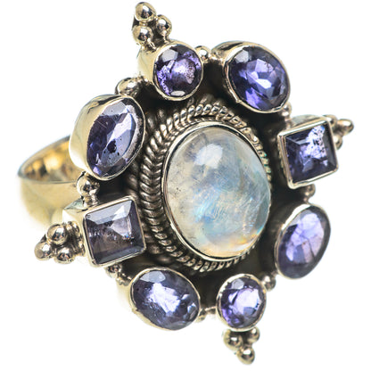 Rainbow Moonstone, Tanzanite Rings handcrafted by Ana Silver Co - RING66425