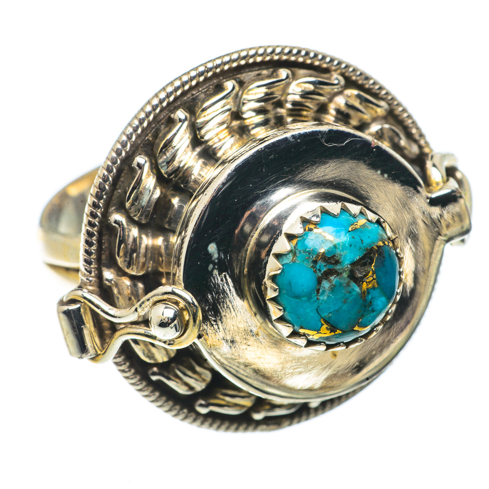 Large sterling silver ring with round turquoise cabochon and engraved halo setting