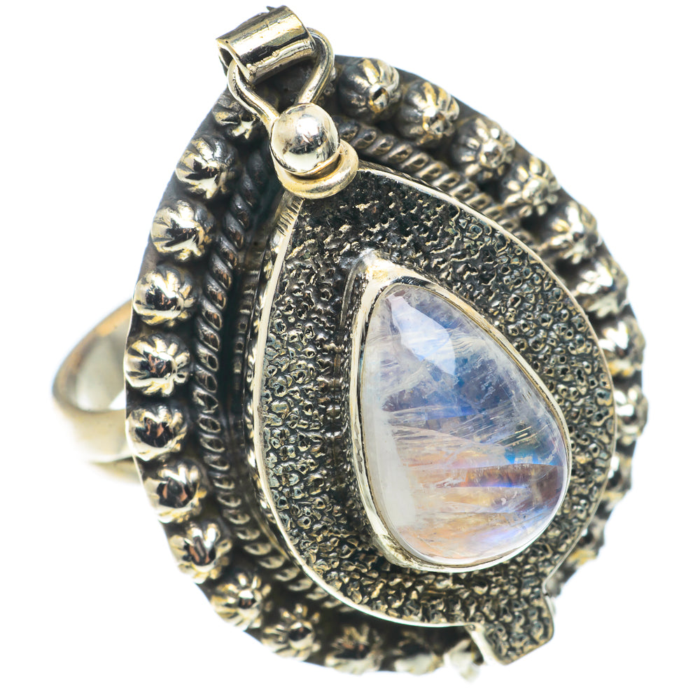 Rainbow Moonstone Rings handcrafted by Ana Silver Co - RING66770