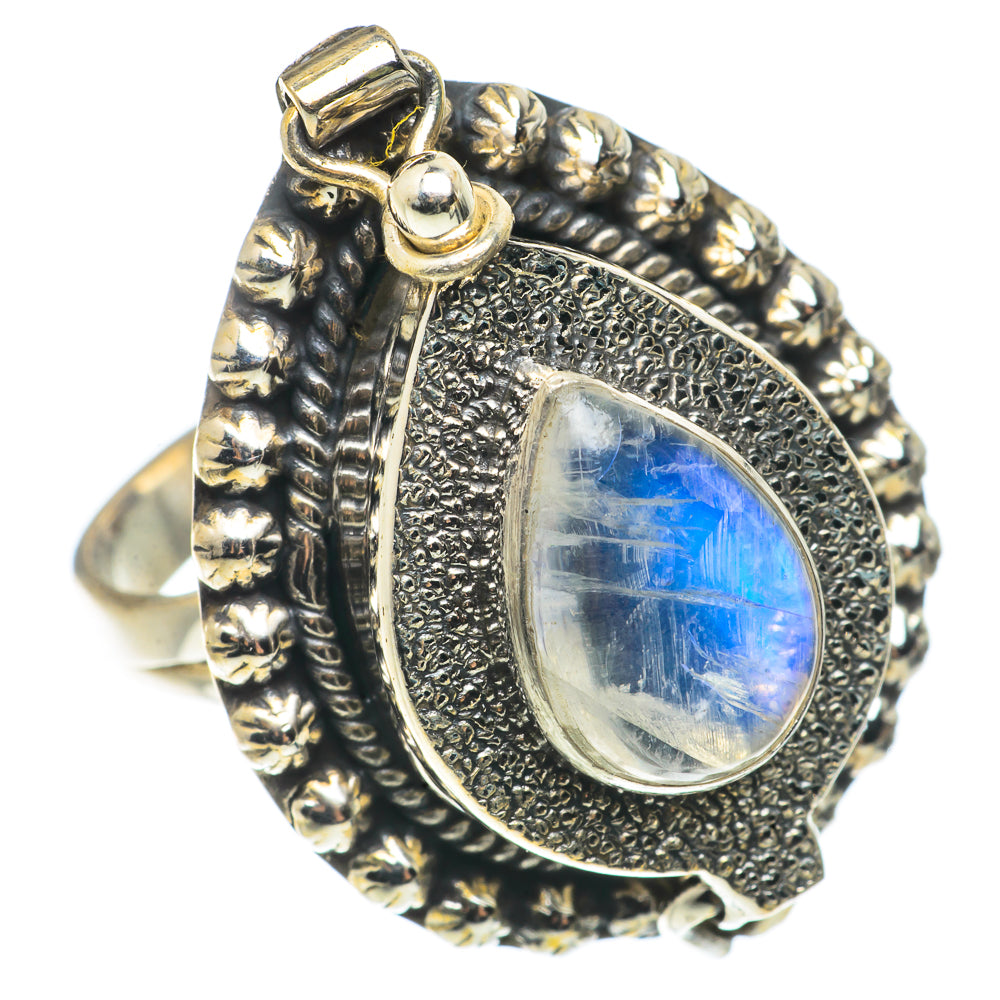 Rainbow Moonstone Rings handcrafted by Ana Silver Co - RING66791