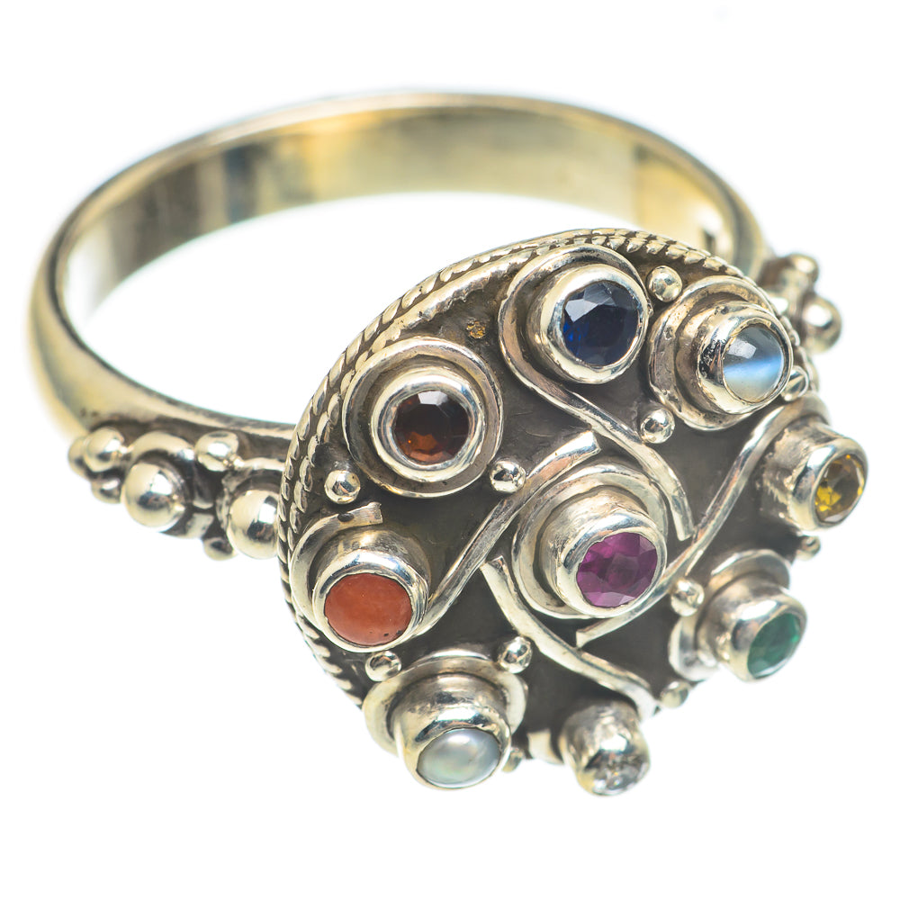Multi-stone Rainbow Chakra Rings handcrafted by Ana Silver Co - RING66912