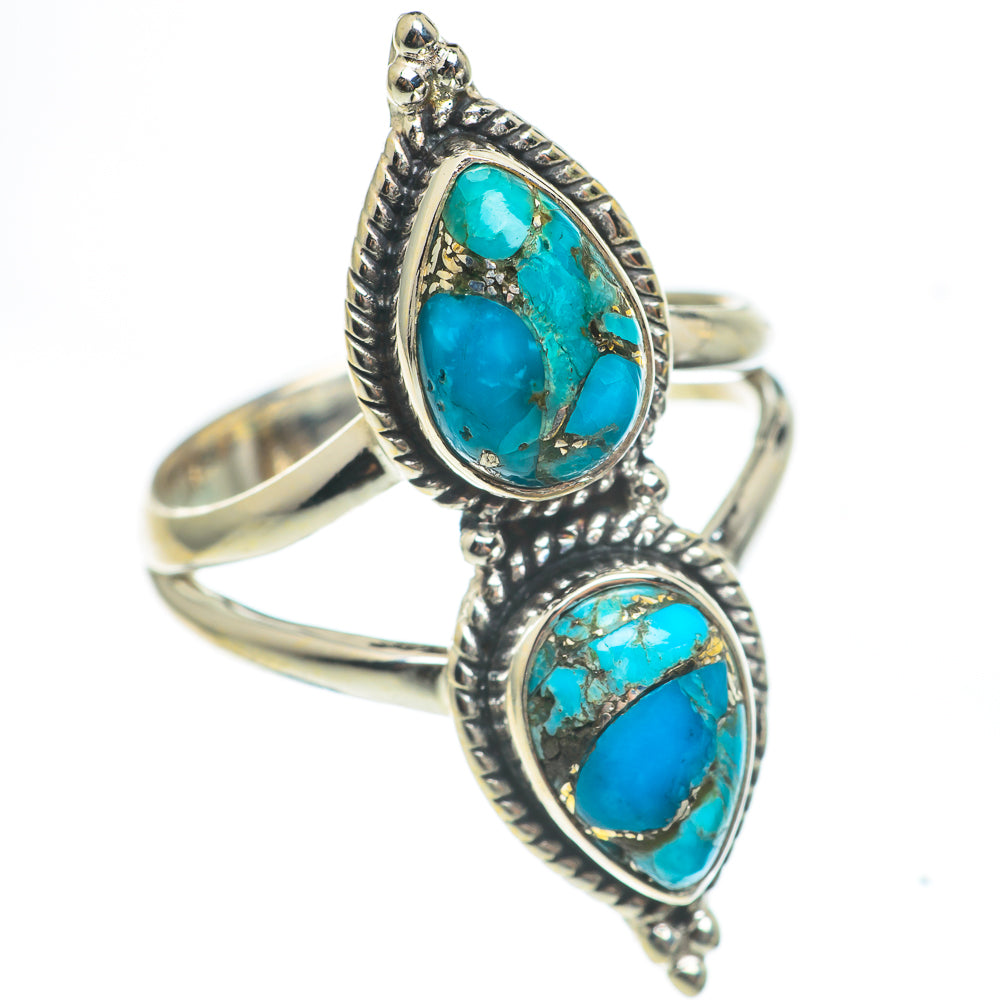 Blue Copper Composite Turquoise Rings handcrafted by Ana Silver Co - RING67028