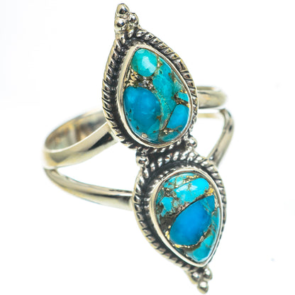 Blue Copper Composite Turquoise Rings handcrafted by Ana Silver Co - RING67028