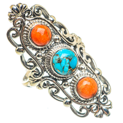 Blue Copper Composite Turquoise Rings handcrafted by Ana Silver Co - RING67112