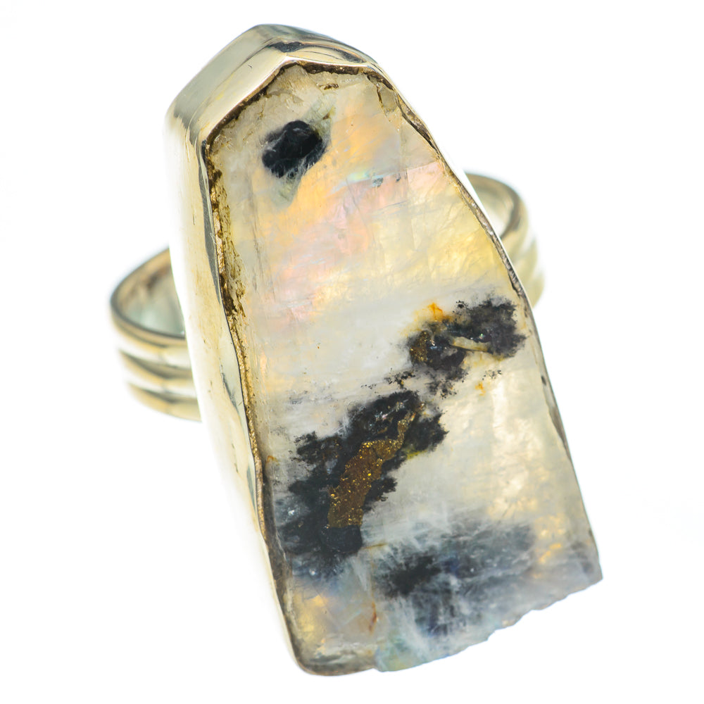 Rainbow Moonstone Rings handcrafted by Ana Silver Co - RING67150