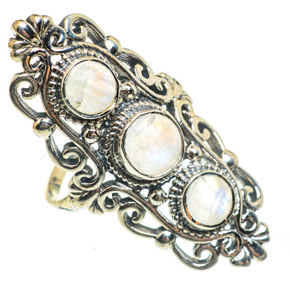 Rainbow Moonstone Rings handcrafted by Ana Silver Co - RING67151