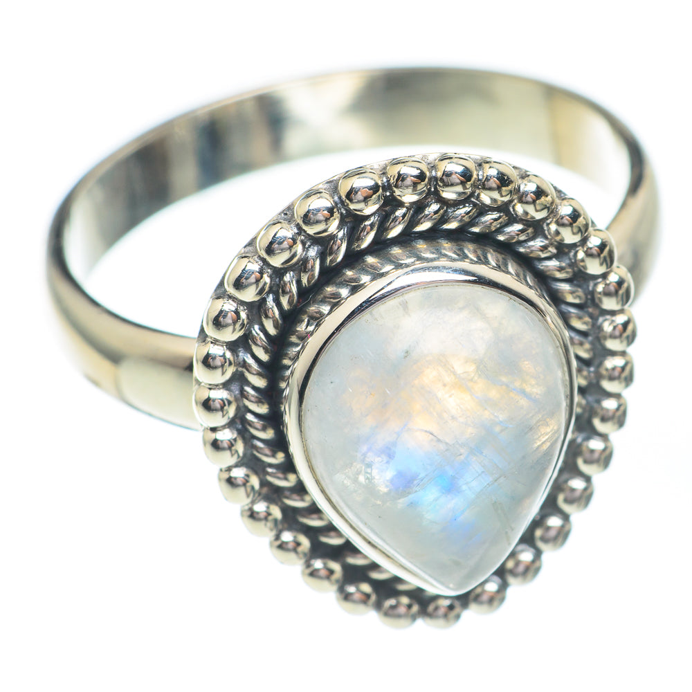 Rainbow Moonstone Rings handcrafted by Ana Silver Co - RING67188