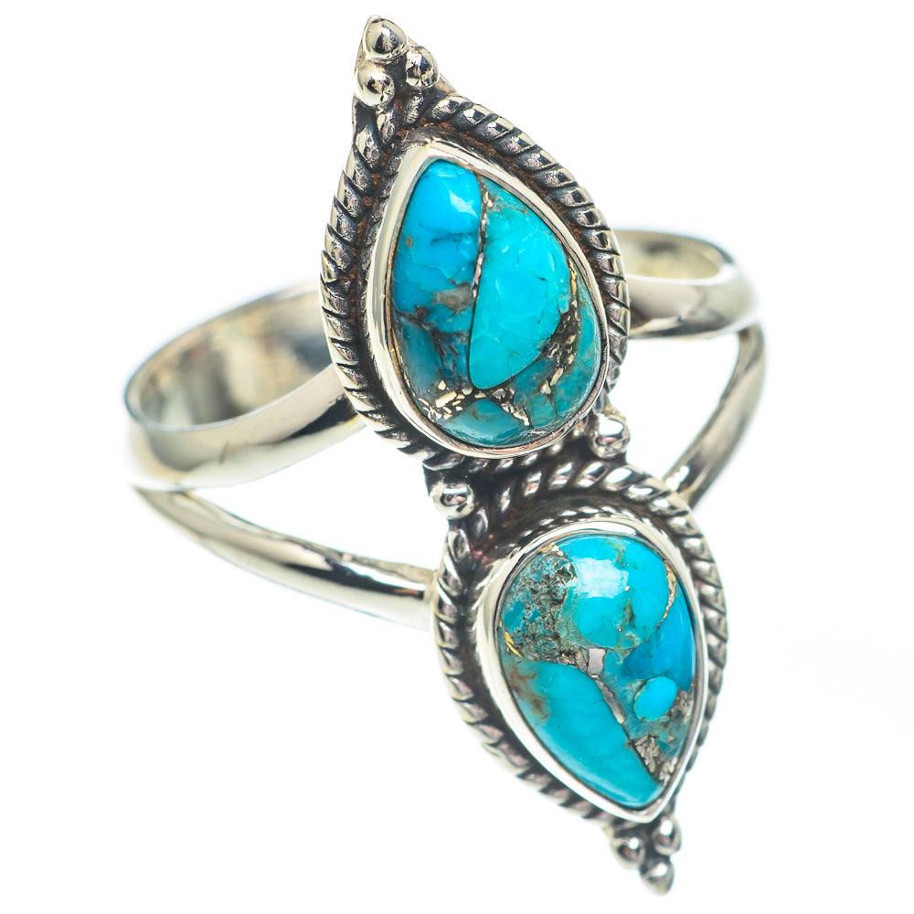 Blue Copper Turquoise Rings handcrafted by Ana Silver Co - RING67193