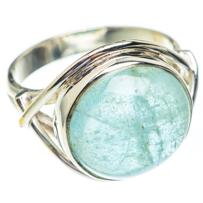 Aquamarine ring featuring oval pale blue stone in polished 925 sterling silver setting